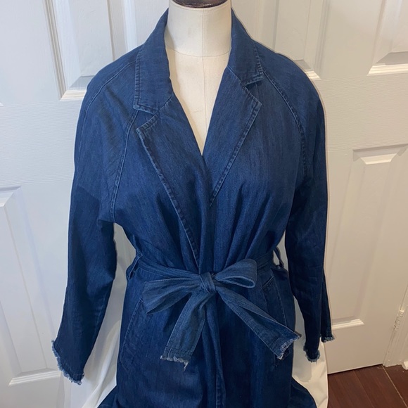 NWOT dark denim trench jacket - Picture 2 of 6